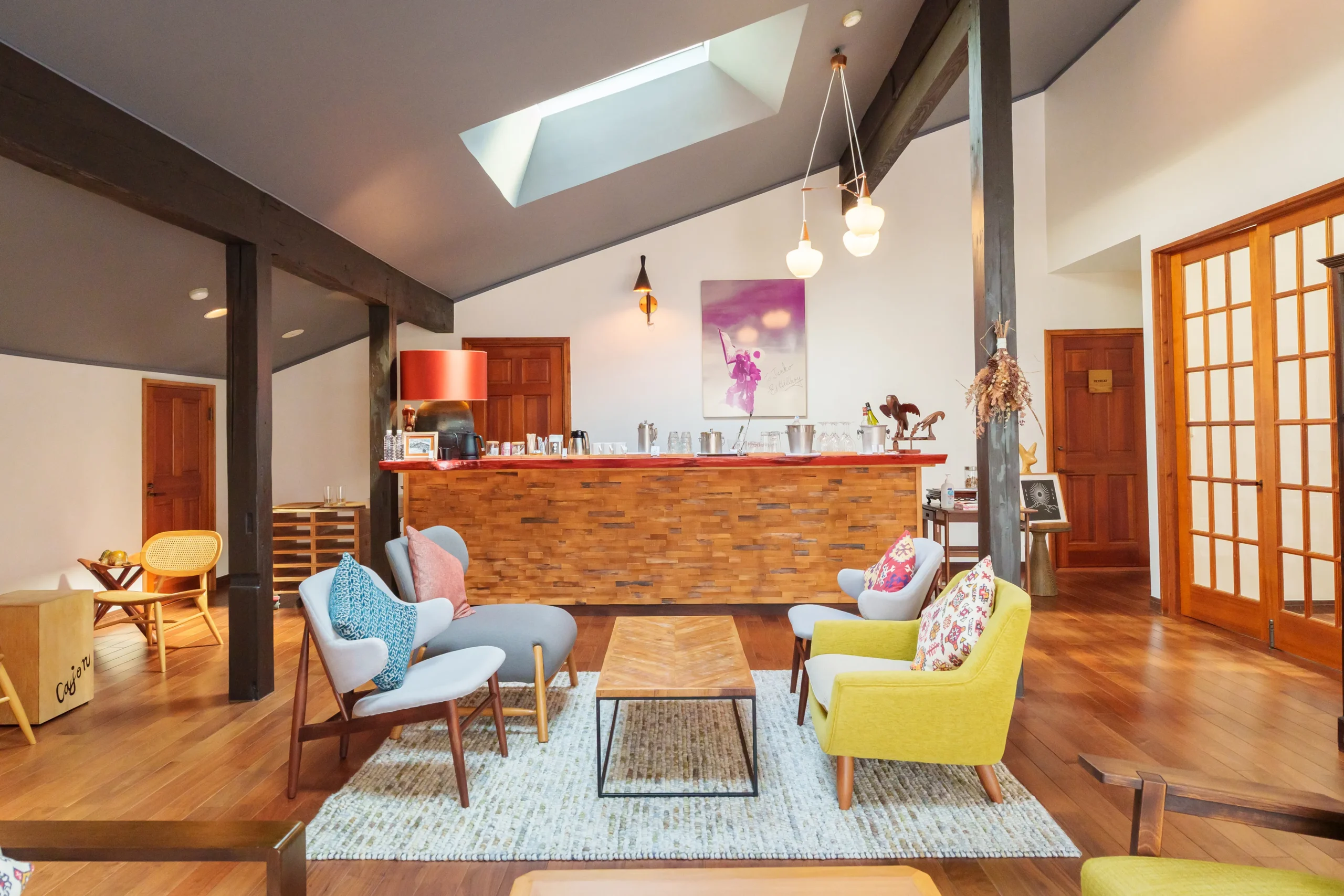 A complimentary guest lounge