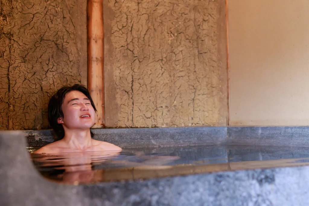 A Hinoki Bath Filled with Pure Spring Water